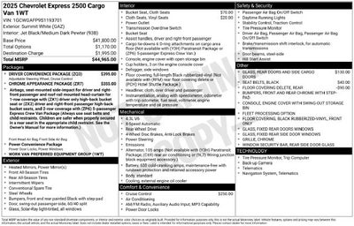 2025 Chevrolet Express 2500 Work Van Cargo