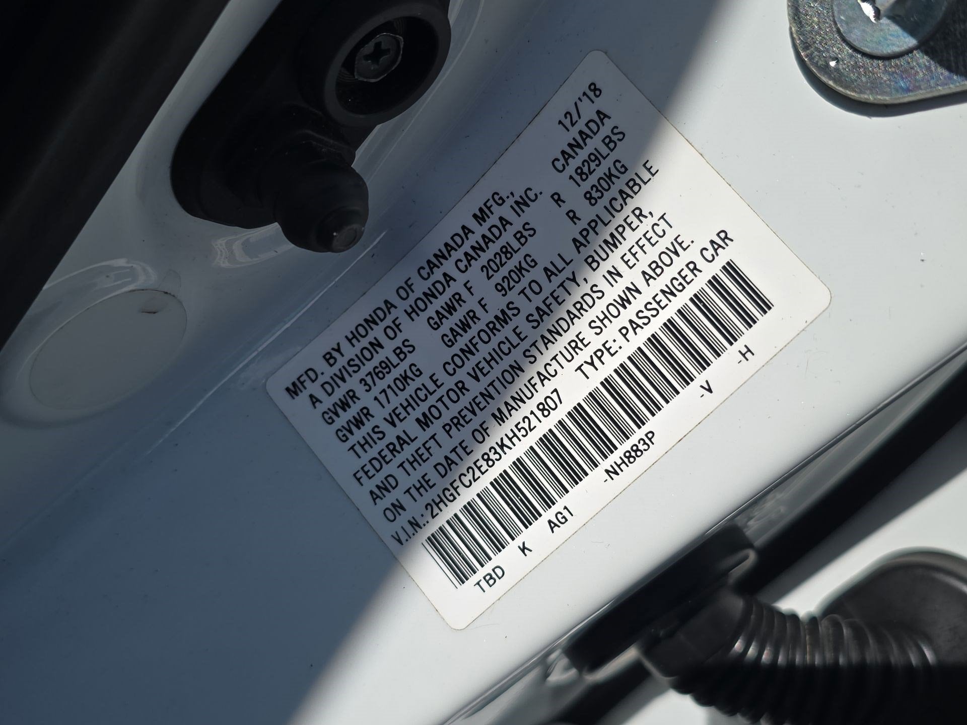 2019 Honda Civic Sedan Sport