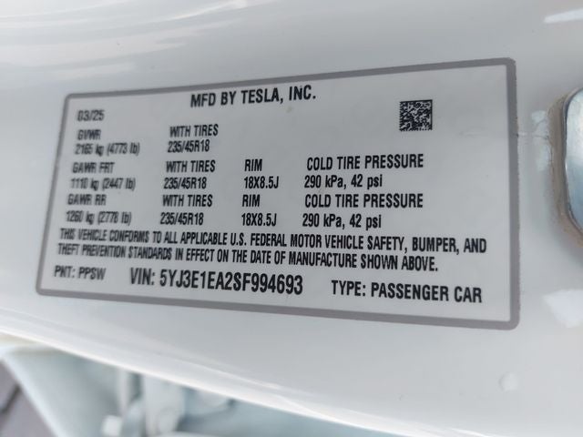 2025 Tesla Model 3 Long Range
