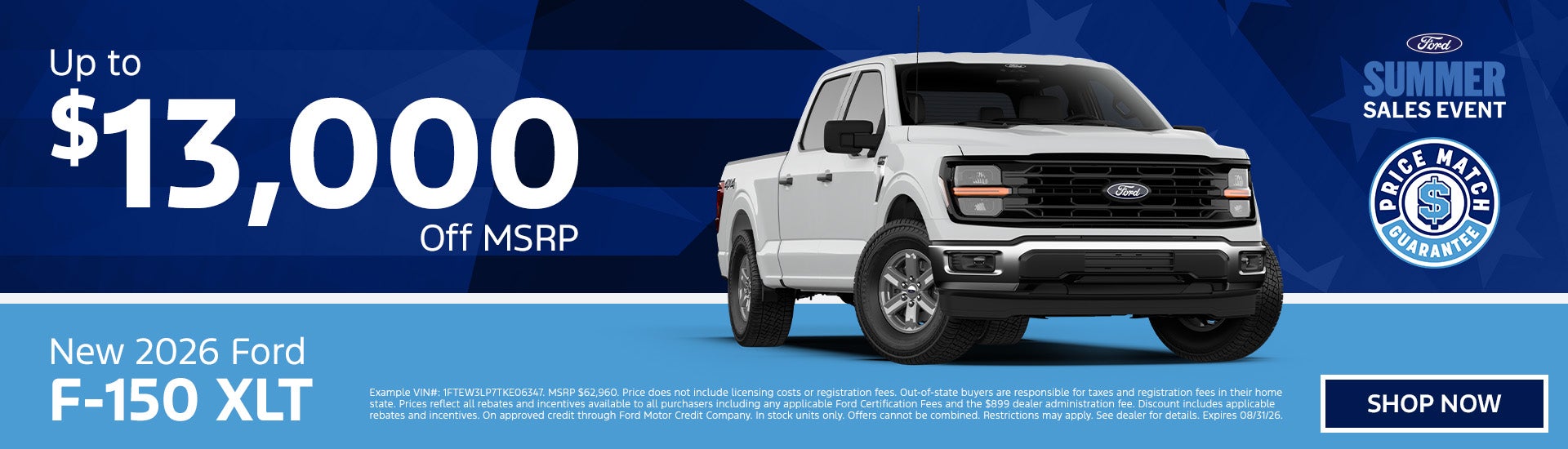Up to $13,000 off a New 2026 F-150!