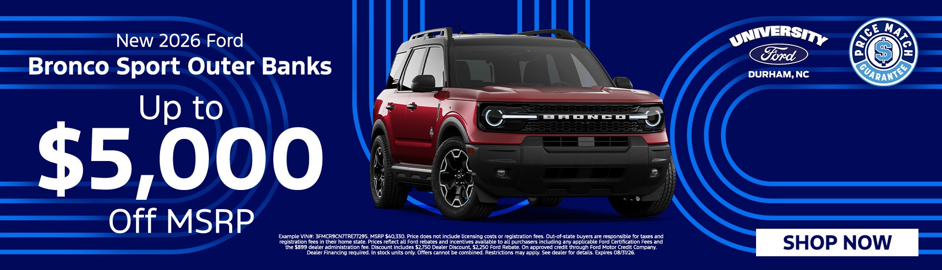 Save $5,000 on a New Bronco Sport!